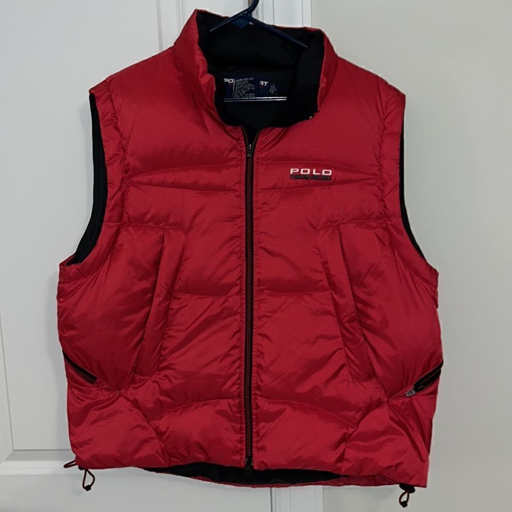Red double zip Polo Sport By Ralph Lauren Down Puffy Puffer Vest Jacket Polo 67